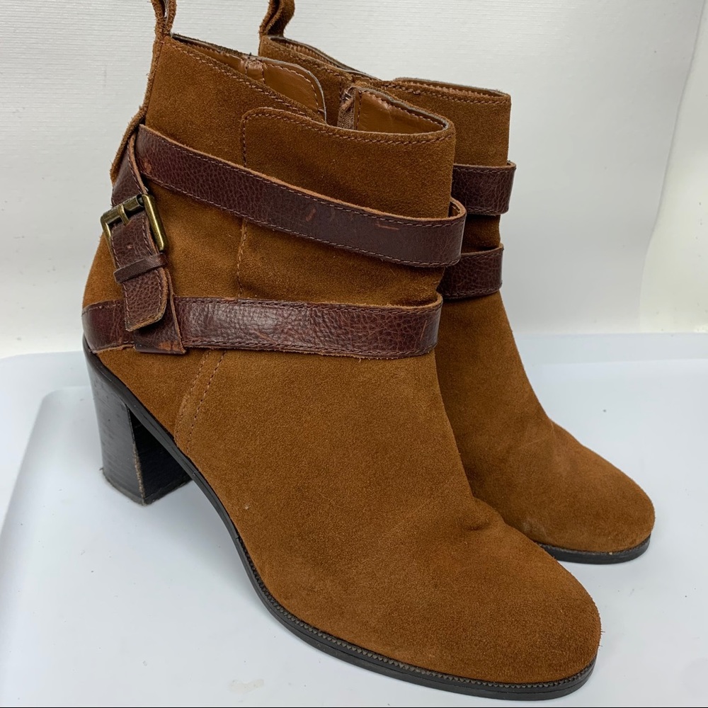 Suede Heeled Booties Sz 9 B